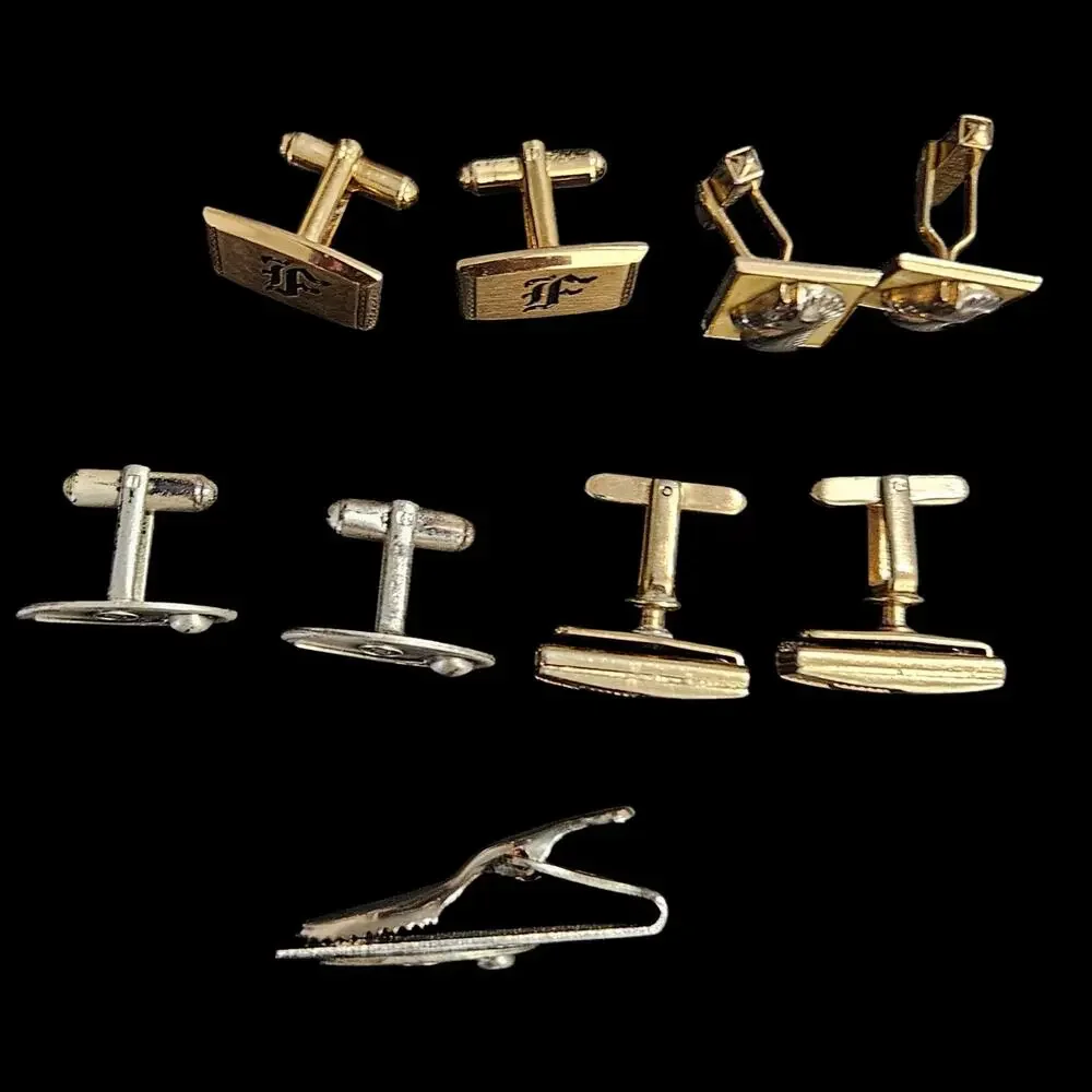Vintage Cufflinks Tie Bar Lot Krementz Anson Golf Horse Initial Sets
